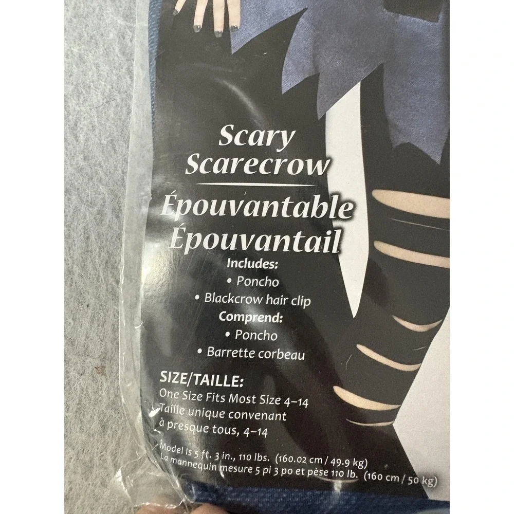 Fun World Scary Scarecrow Costume Poncho Womens Adult One Size Blue Halloween‎